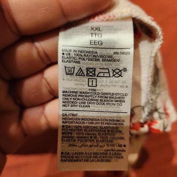 Old Navy Ivory Poppy Red Floral Flower Strappy Ruched Tank Size XXL - Picture 6 of 8